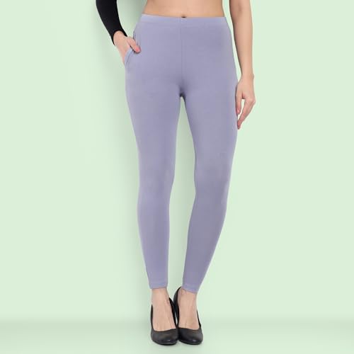 Image of ONE SKY Women Full Length Leggings | Cotton Modal Spandex Blend | High Waist Stretchable & Bio-Washed Fabric | Colour-Lock Technology | Comfortable Leggings for Women