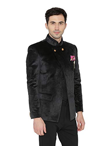 WINTAGE Men's Velvet Casual and Festive Indian Jodhpuri Grandad Bandhgala Blazer : 3 Colors2