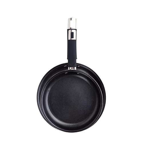 BERGNER Mitra - Juego de Sartenes 2 Piezas (20 y 24 cm) - Mangos Huecos con Fundas de Silicona - Recubrimiento Antiadherente de 4 Capas - Fácil de Lavar - Apto para Todas las Cocinas, Negro