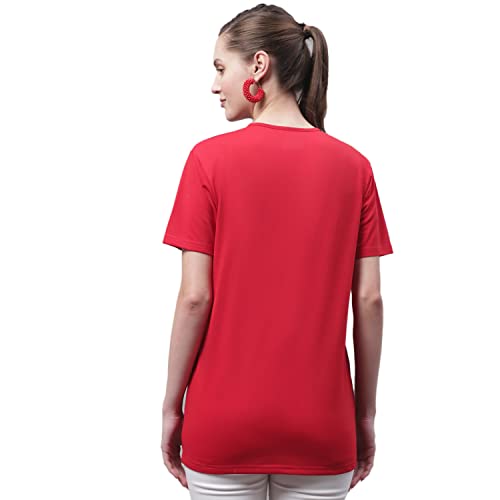 Image of Mack Jonney Women Round Neck Cotton Solid Regular Fit T-Shirt-T Anthraa 001-P