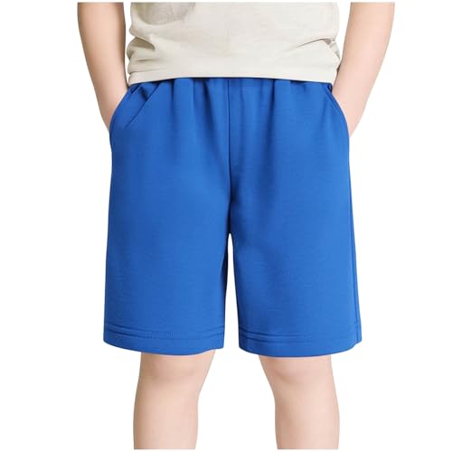 Zzalalana Boys Girls Cotton Athletic Shorts Summer Casual School Uniform Shorts Youth Kids Running Shorts with Pockets Blue