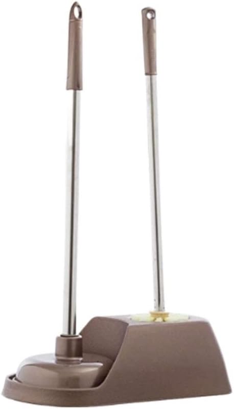 Toilet Brush Plastic Toilet Brush with Bracket Bathroom Long Handle Bowl Set Drawer Cleaning Brushs Holder Set(Brown)