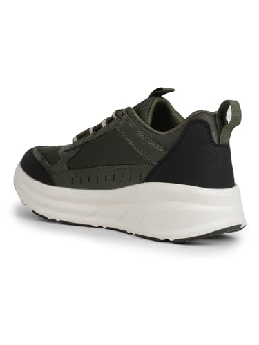 Image of Liberty Leap7x Mount-E Men Sports Running Shoes - Black & Olive Green | Comfortable and Durable Lace-Up Closure - Suitable for Lacing Walking, Gym, Jogging and Outdoor Shoes for Man