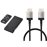 【HDMIケーブルセット】 エレコム HDMI切替器 4K 60Hz 4入力1出力 リモコン付き 【自動・手動切替が選べる】 DH-SW4KB41BK/E + エレコム HDMIケーブル 1m スリム プレミアムハイスピード 4K 2K (60P)対応 ナイロンメッシュケーブル アルミコネクタ ブラック DH-HDP14ES10SBK