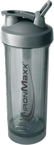 IronMaxx Premium Shaker – Ash Grey 700 ml | Shaker per proteine con sfera filtrante e scala graduata | Borraccia ermetica in plastica AS+PP | Per frullati cremosi ovunque tu sia