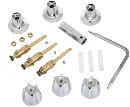 SENLO Price Pfister Faucets Bathtub and Bathroom Shower 3-Chrome-Handle Remodel Rebuild Repair Replacement Tub Trim Kit Compression Valve Stem Verve 6-Step Metal Removal Faucet Seat Bibb Wrench Tool
