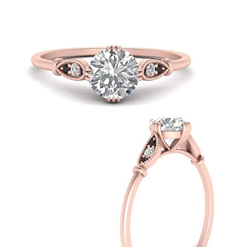 Image of Choose Your Gemstone Delicate Round Cathedral Engagement Ring Rose Gold Plated Round Shape Petite Engagement Rings Minimal Modern Design Birthday Gift Wedding Gift US Size 4 to 12