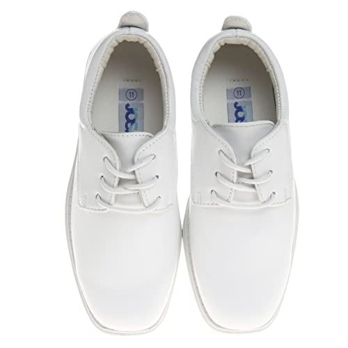 Josmo Boys Dress Shoes - Classic Lace-Up Oxford Casual Dress Formal Shoes - White/White (3 Big Kid) #TOP4