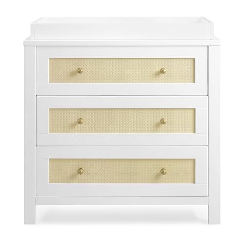 Simmons Kids Theo 3 Drawer Dresser with Changing Top and Interlocking Drawers, Bianca White/Textured...