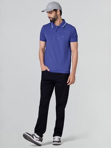 Image of XYXX Men's Apex Mercerized Cotton Striped Collar Pique Polo T-Shirt