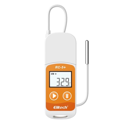 Elitech RC-5+ TE Digital PDF USB Temperature Data Logger Reusable Recorder Refrigerator Thermometer 32000 Points High Accuracy (Extra External Sensor)-10Pack