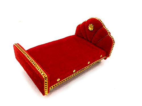 Navrang Laddu Gopal Cama Krishna Cama Bal Gopal Cama Thakorji Sofá Sinhasan No.2 Color Rojo (8 x 5 pulgadas)