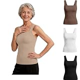Tank Tops with Built in Bra for Older Women Sleeveless Comfo...