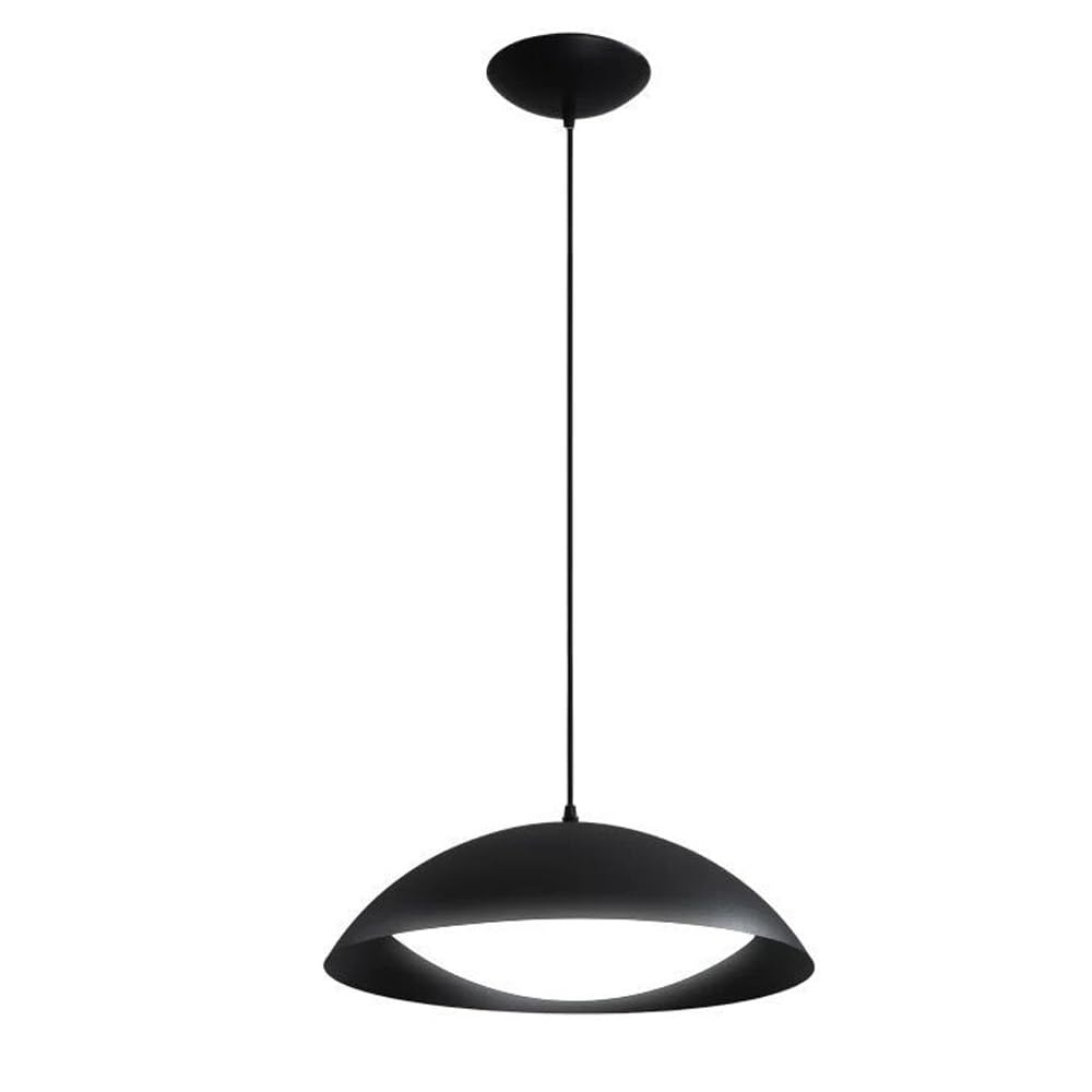 Modern LED Pendant Light Fixture, Industrial Ceiling Pendant Lighting with Adjustable Height, Metal Brushed Finish Shade Hanging Lamps for Kitchen Island Dining Living Room ( Color : Black , Size : 35