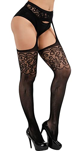 Image of Womens Suspender Pantyhose High Waist Fishnet Tights Fishnet Stockings Thigh High Stockings