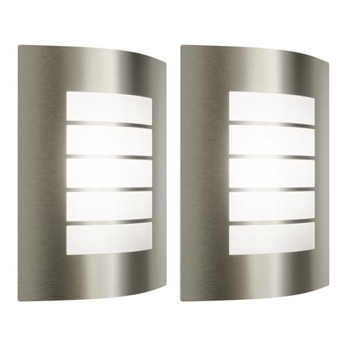 ledscom.de 2 pièces Applique ZYNO pour l'extérieur, IP44, acier inoxydable, inox mat, carrée, 1x E27 max. 40W