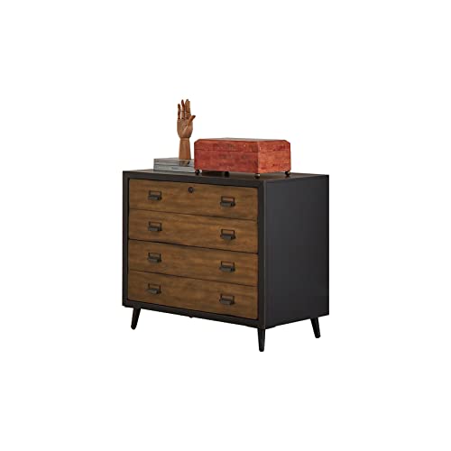 Mid-Century Wood Lateral File Storage Drawer Fully Assembled Black Modern Contemporary #TOP22