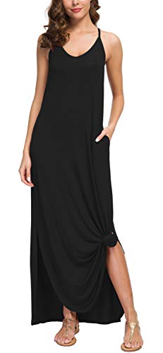 GRECERELLE Women's Summer Casual Loose Dress Beach Cover Up Long Cami Maxi Dresses with Pocket3