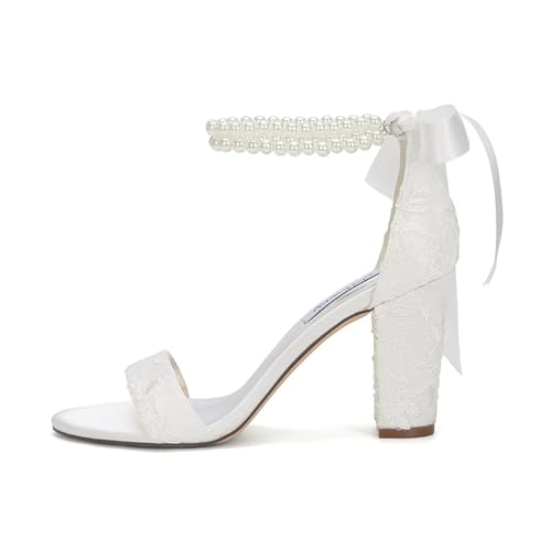 High Block Heel Wedding Sandals Open Toe Wedding Shoes for Bride Pearl Bridal Heels3