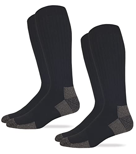 Carolina Ultimate Mens Ultra-Dri Steel Toe OTC Work Socks, Black, (L) Shoe Size 9-13, 2 Pair