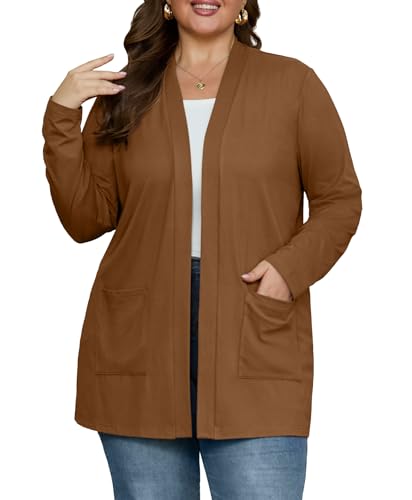 Image of OLRIK Plus Size Cardigan for Women 2026 Lightweight Open Front with Pockets