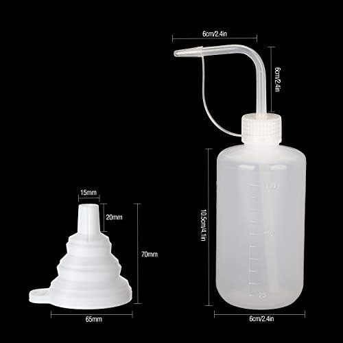 Hyber&Cara 3 Pcs Safety Wash Bottle 250ml Plastic Squeeze Bottle with Cap for Lab, Plant Watering, Tattoo Wash, Bonus A Silicone Funnel