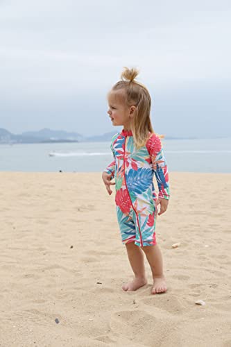 Image of HUAANIUE Toddler Girl Swimsuit Long Sleeve UPF50+ Sun Protection