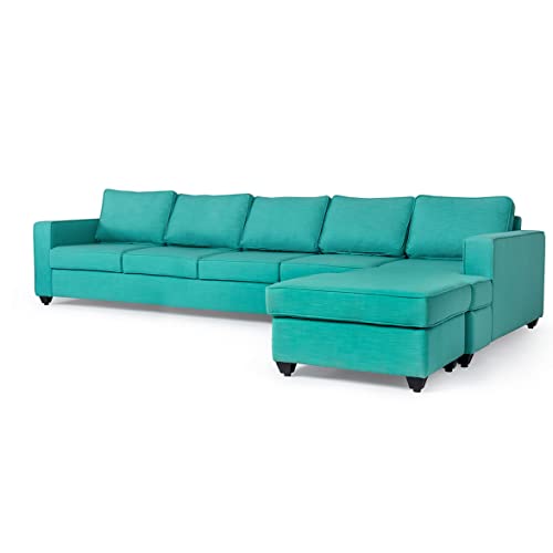 Image of Wakefit Sofa Set | 3 Year Warranty | Sofa 3 Seater, 3 Seater Sofa for Living Room, Wooden Sofa Set, 4 Seater + Right Aligned, Sofa for Living Room - Napper(Linen Charm : Linen Charm Lagoon)