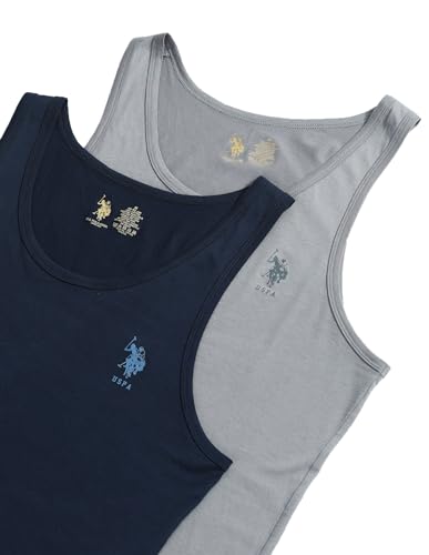 Image of U.S. Polo ASSN. Mens OEV05 Solid Cotton Vest - Pack of 2