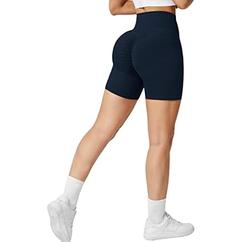 JANVUR Women V Waist Scrunch Butt Lifting High Waisted Workout Shorts with Hidden Pockets 5" Cross Waist Booty Biker Shorts Cover