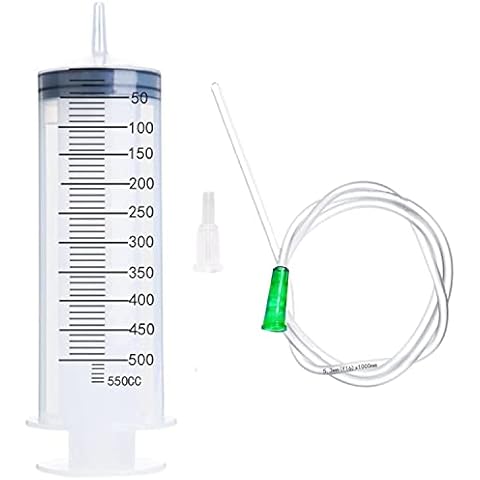 Syringe with Tubing Hose, 500ml Large Plastic Syringe with 32.8 Feet Handy Tubing for Scientific Labs, Watering, Refilling, Filtration, Motoring Application, Set of 1 Cover