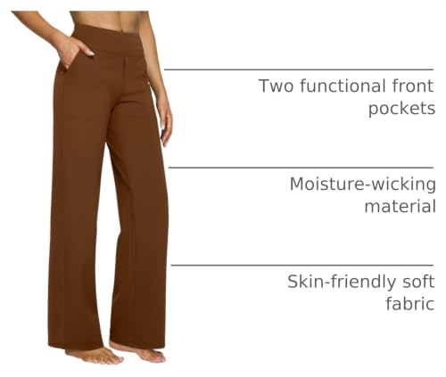 Image of G4Free EverGoing Yoga Pants Women Wide Leg Pants with Pockets High Waist Stretch Dress Casual Sweatpants Petite /Regular /Tall