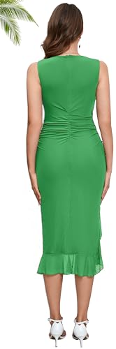 Image of AXOSY Women's Midi Bodycon Dress | Sleeveless Tank, Ruffled Mermaid Hem, for Summer, Prom, Cocktail Party, Wedding Guest