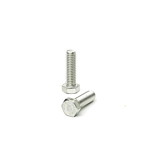 Image of 1 /2 inch-13 x 1 1 /4 inch Hex Head Tap Bolt Cap Screw, Stainless Steel 18-8, Fully Threaded, Bright Finish, Machine Point, Quantity 25 by Bridge Fasteners