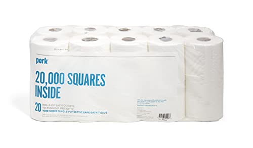 Perk Pk55153 Perk Septic Safe 1-Ply Toilet Paper, White, 1000 Sheets/Roll, 20 Rolls/Pack (Pk55153) #TOP2