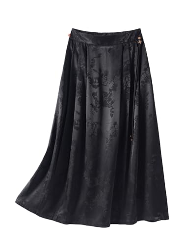 HangErFeng Women Silk Jacquard Black Skirt 101