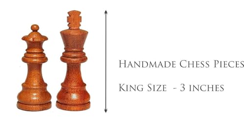 Image of Wooden Magnetic Chess Board Handcrafted Foldable Chess Set with Magnetic Pieces and Extra Queens for 2 Players Kids and Adults (12x12 Inches, Brown)