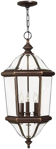 Hinkley Augusta Traditional Three Light Outdoor Hanging Lantern, Copper Bronze