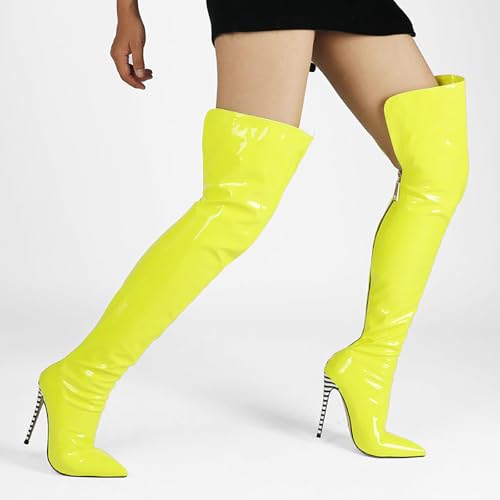Image of Thigh high boots for women striped Back zipper Burgundy Zebra Print Over the knee Sexy gold white pointed toe Cow Print leopard Magenta stiletto heel