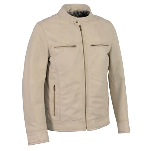 Image of Linen Cafe Racer Leather Jacket for Men by Milwaukee Leather