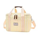 Nanxson 9L/15L/29L Bolsa de almuerzo aislante grande para mujeres Adulto Caja de almuerzo de picnic reutilizable a prueba de fugas Freezable Cooler Tote Bag (15L,A-Rayas Amarillas)