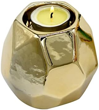 Abaodam 1pc Tea Light Candle Holders Retro Candlestick Ceramic Candlestick Tea Light Holders Sconces Accessories Golden Decorate Vintage Geometric Succulent Planter