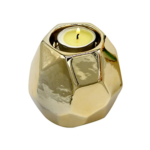Abaodam 1Pc Tea Light Candle Holders Retro Candlestick Ceramic Candlestick Tea Light Holders Sconces Accessories Golden Decorate Vintage Geometric Succulent Planter #TOP2