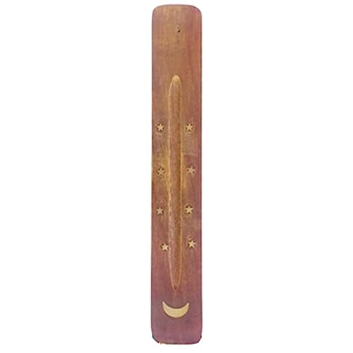 Hosley Celestial Elegance10-Inch Wood Incense Holder Moon In Warm Brown Color For Aromatic Bliss And Stylish Home Decor cover
