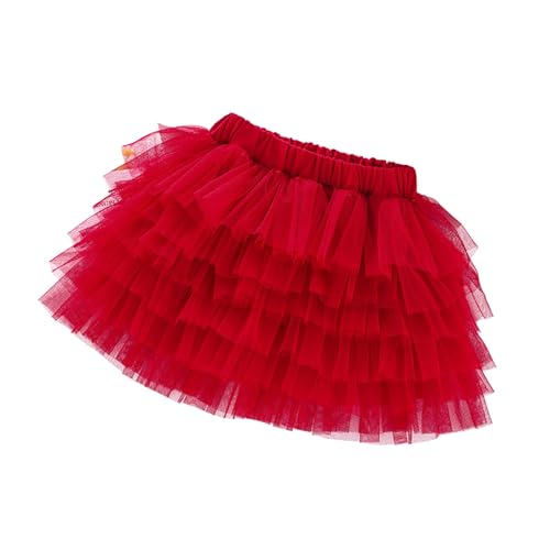 Falda de tutú para niños pequeños, de tul sólido, falda escalonada, falda de fiesta de princesa, falda de capa para niñas de 1 a 10 años, rojo, 4-5 años