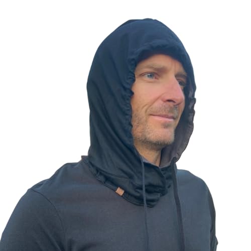 Golden Kocoon® - E M F Hood in Black with a Bamboo Faraday Fabric Liner - Hood Part only- Cover The Head & Neck - 5 g, Cell Towers, Bluetooth, Smart Meters & WiFi -Golden Cocoon Hat Beanie