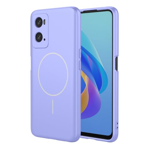 UPLAI Magnético Funda para OPPO A76 4G/OPPO A96 4G/OPPO A36 4G, Ultra Delgado Sedoso Silicona Líquida Antigolpes Carcasa con Protección Cámara, Premium Suave TPU Estuche Caso. Púrpura