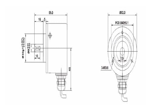 Codeur rotatif incrémental optique GHS52 avec arbre 8mm et résolution 600 PPR pour mesure industrielle - 5