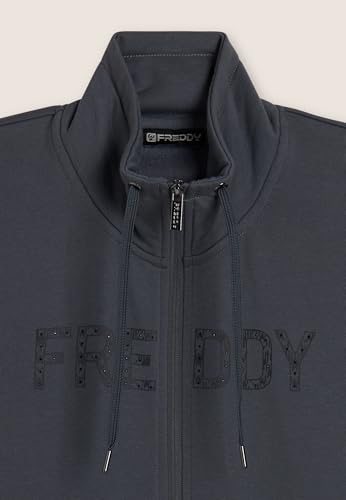 Freddy - Tuta Con Logo Frontale Perlato E Collo Alto, Donna, Blu, Large - 6