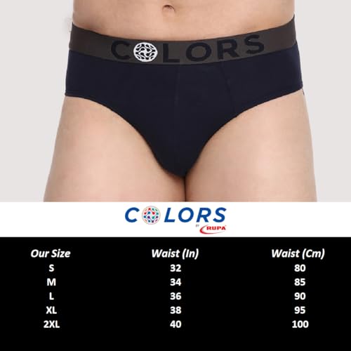 Image of Rupa Colors Modern Solid Brief for Men, Cotton Blend, Outer Elastic, Regular Fit, Pack of 1